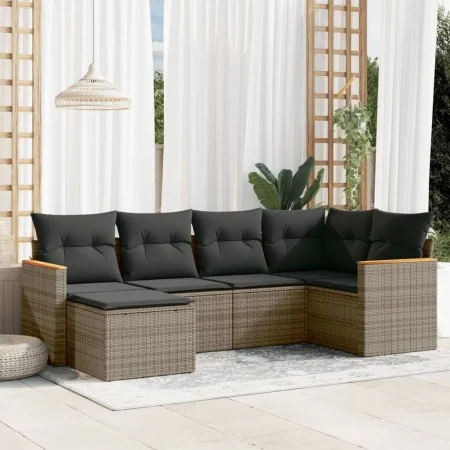 6-teiliges Gartenmöbel-Set und graue synthetische Rattankissen von , Gartensets - Ref: Foro24-3258581, Preis: 364,95 €, Rabat...