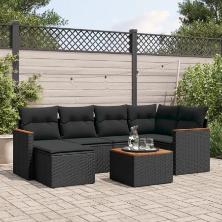 7-piece garden dining set with black synthetic rattan cushions by , Garden sets - Ref: Foro24-3258583, Price: 444,80 €, Disco...