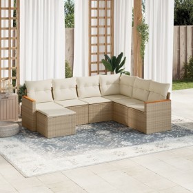 Set sofás de jardín 7 piezas y cojines ratán sintético beige de , Conjuntos de jardín - Ref: Foro24-3258607, Precio: 457,86 €...