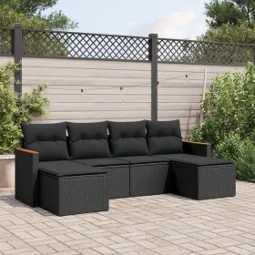 Set de sofás de jardín 6 piezas y cojines ratán sintético negro de , Conjuntos de jardín - Ref: Foro24-3258618, Precio: 381,6...