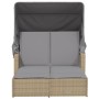 Doppelte Sonnenliege mit Verdeck und beigefarbenen synthetischen Rattan-Kissen von , Liegen - Ref: Foro24-365811, Preis: 333,...