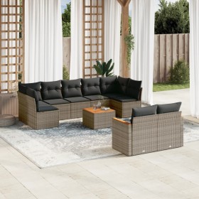 Garden sofa set 10 pieces with gray synthetic rattan cushions by , Garden sets - Ref: Foro24-3258700, Price: 596,75 €, Discou...