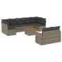 Garden sofa set 10 pieces with gray synthetic rattan cushions by , Garden sets - Ref: Foro24-3258700, Price: 589,12 €, Discou...