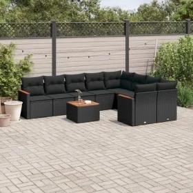 Garden sofa set 10 pieces with black synthetic rattan cushions by , Garden sets - Ref: Foro24-3258709, Price: 638,35 €, Disco...