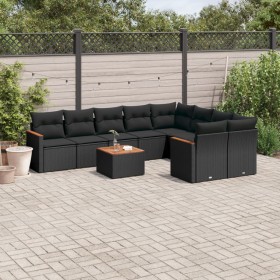 Set Gartensofas 10 Stück Kissen synthetisches Rattan schwarz von , Gartensets - Ref: Foro24-3258709, Preis: 661,54 €, Rabatt: %