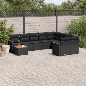Set Gartensofas 10 Stück Kissen synthetisches Rattan schwarz von , Gartensets - Ref: Foro24-3258716, Preis: 661,54 €, Rabatt: %