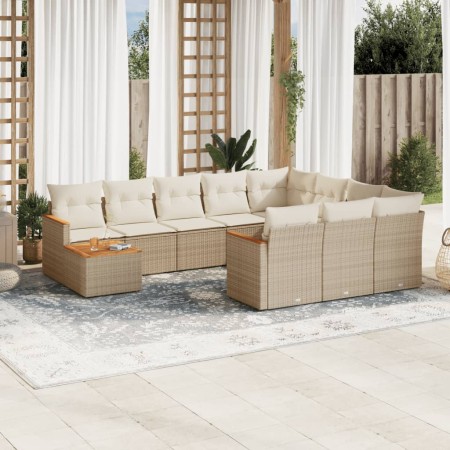 Set de sofás de jardín 11pzas con cojines ratán sintético beige von , Gartensets - Ref: Foro24-3258768, Preis: 674,30 €, Raba...