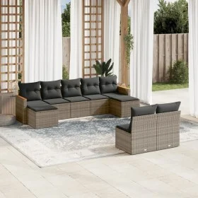 Garden furniture set 9 pieces and gray synthetic rattan cushions by , Garden sets - Ref: Foro24-3258777, Price: 504,93 €, Dis...