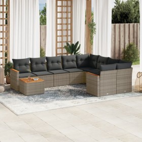 Set de sofás de jardín 10 pzas con cojines ratán sintético gris de , Conjuntos de jardín - Ref: Foro24-3258721, Precio: 596,7...