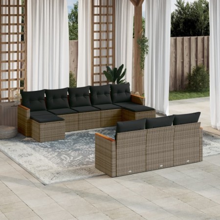 Set mit 10 Gartensofas mit Kissen synthetisches Rattangrau von , Gartensets - Ref: Foro24-3258819, Preis: 579,38 €, Rabatt: %
