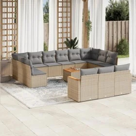 Set sofás de jardín 14 pzas con cojines ratán sintético beige von , Gartensets - Ref: Foro24-3258867, Preis: 862,62 €, Rabatt: %