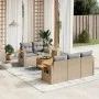 Garden sofa set with 6-piece synthetic rattan beige cushions by , Garden sets - Ref: Foro24-3259028, Price: 430,69 €, Discoun...