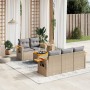 Set Gartensofas mit Kissen 6 Stück synthetisches Rattan beige von , Gartensets - Ref: Foro24-3259028, Preis: 452,77 €, Rabatt: %