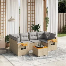 Set of 7-piece garden sofas and beige synthetic rattan cushions by , Garden sets - Ref: Foro24-3259042, Price: 469,01 €, Disc...