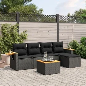 6-piece garden sofa set with black synthetic rattan cushions by , Garden sets - Ref: Foro24-3259164, Price: 392,94 €, Discoun...