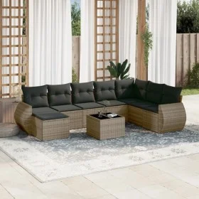 Garden furniture set 9 pieces and gray synthetic rattan cushions by , Modular outdoor sofas - Ref: Foro24-3221769, Price: 547...
