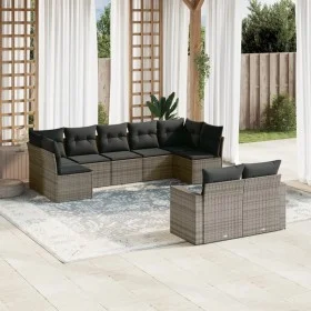 Garden furniture set 9 pieces and gray synthetic rattan cushions by , Modular outdoor sofas - Ref: Foro24-3251757, Price: 566...