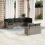 Garden furniture set 9 pieces and gray synthetic rattan cushions by , Modular outdoor sofas - Ref: Foro24-3251757, Price: 574...