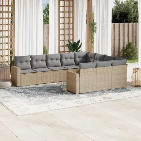 Garden sofa set with beige cushions 10 pieces synthetic rattan by , Modular outdoor sofas - Ref: Foro24-3251826, Price: 650,4...