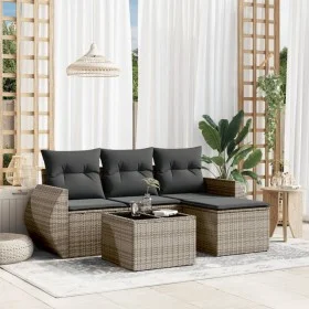 Garden sofa set with 5-piece synthetic rattan gray cushions by , Garden sets - Ref: Foro24-3253617, Price: 320,23 €, Discount: %