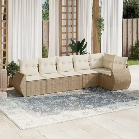Garden sofa set with 6-piece synthetic rattan beige cushions by , Garden sets - Ref: Foro24-3253725, Price: 473,79 €, Discoun...