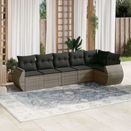 6-teiliges Gartenmöbel-Set und graue synthetische Rattankissen von , Gartensets - Ref: Foro24-3253727, Preis: 402,55 €, Rabat...