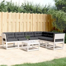Garden sofa set 6 pieces with solid pine wood and white cushions by , Garden sets - Ref: Foro24-3217026, Price: 701,41 €, Dis...