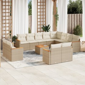 Gartensofa-Set mit Kissen, 13-teilig, beiges synthetisches Rattan von , Gartensets - Ref: Foro24-3258922, Preis: 916,70 €, Ra...