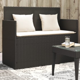 Garden bench with black synthetic rattan cushions by , garden benches - Ref: Foro24-365760, Price: 175,50 €, Discount: %
