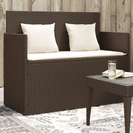 Garden bench with brown synthetic rattan cushions by , garden benches - Ref: Foro24-365762, Price: 206,86 €, Discount: %