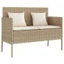 Garden bench with beige synthetic rattan cushions by , garden benches - Ref: Foro24-365774, Price: 176,26 €, Discount: %