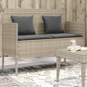 Light gray synthetic rattan bench with cushions by , garden benches - Ref: Foro24-365776, Price: 167,89 €, Discount: %