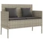 Light gray synthetic rattan bench with cushions by , garden benches - Ref: Foro24-365776, Price: 167,89 €, Discount: %