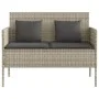 Light gray synthetic rattan bench with cushions by , garden benches - Ref: Foro24-365776, Price: 167,89 €, Discount: %