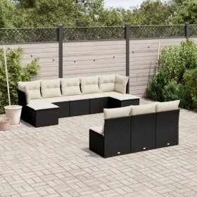 Garden sofa set 10 pieces with black synthetic rattan cushions by , Garden sets - Ref: Foro24-3250125, Price: 534,67 €, Disco...
