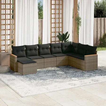 Set de sofás de jardín 8 pzas y cojines ratán sintético gris de , Conjuntos de jardín - Ref: Foro24-3258651, Precio: 475,38 €...