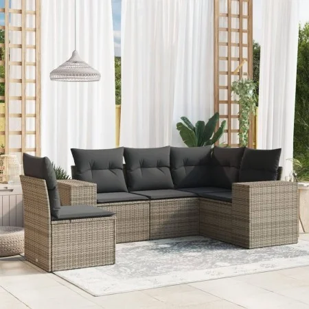 Garden sofa set with cushions 5 pieces gray synthetic rattan by , Garden sets - Ref: Foro24-3222569, Price: 340,48 €, Discoun...