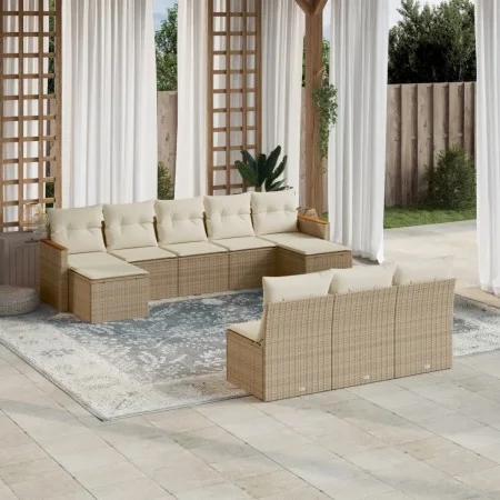 Garden sofa set with beige cushions 10 pieces synthetic rattan by , Garden sets - Ref: Foro24-3258789, Price: 621,60 €, Disco...