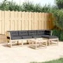 Juego de sofás de jardín 5 pzas con cojines madera maciza pino de , Conjuntos de jardín - Ref: Foro24-3217005, Precio: 469,31...