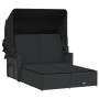 Double sun lounger with hood and black synthetic rattan cushions by , Loungers - Ref: Foro24-365807, Price: 348,89 €, Discoun...