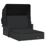 Double sun lounger with hood and black synthetic rattan cushions by , Loungers - Ref: Foro24-365807, Price: 360,08 €, Discoun...