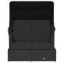 Double sun lounger with hood and black synthetic rattan cushions by , Loungers - Ref: Foro24-365807, Price: 348,89 €, Discoun...