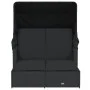 Double sun lounger with hood and black synthetic rattan cushions by , Loungers - Ref: Foro24-365807, Price: 360,08 €, Discoun...