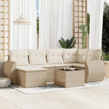 7-piece garden sofa set and beige synthetic rattan cushions by , Modular outdoor sofas - Ref: Foro24-3221667, Price: 527,54 €...