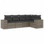 Gartensofa-Set mit 5-teiligen Kissen aus grauem synthetischem Rattan von , Gartensets - Ref: Foro24-3254867, Preis: 346,34 €,...