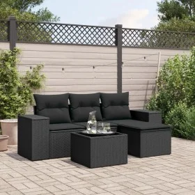 5-teiliges Gartenmöbel-Set und schwarze synthetische Rattankissen von , Gartensets - Ref: Foro24-3254812, Preis: 341,15 €, Ra...