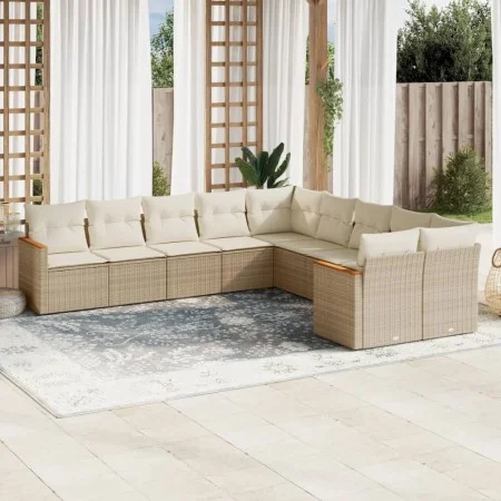 Garden sofa set with beige cushions 10 pieces synthetic rattan by , Garden sets - Ref: Foro24-3258754, Price: 665,42 €, Disco...