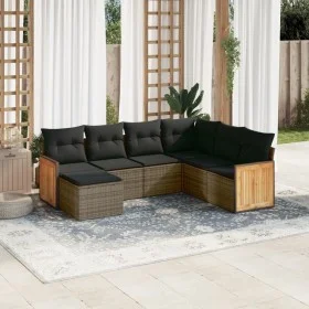 7-piece garden sofa set with gray PE rattan cushions by , Garden sets - Ref: Foro24-3260289, Price: 450,62 €, Discount: %