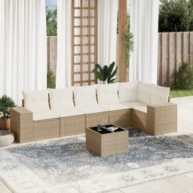 Set sofás de jardín 7 piezas y cojines ratán sintético beige de , Conjuntos de jardín - Ref: Foro24-3222597, Precio: 484,33 €...