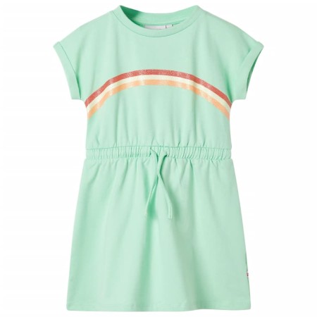 Vestido infantil con cordón verde chillón 104